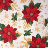 Cotton Rich Linen Look Fabric Christmas Xmas Poinsettia Snowflake Upholstery