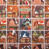 Cotton Rich Linen Look Fabric Christmas Xmas Houses Photograph Print Upholstery