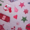 Cotton Rich Linen Look Fabric Xmas Christmas Bauble Star Stocking Upholstery