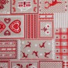 Cotton Rich Linen Look Fabric Xmas Christmas Reindeer Heart Upholstery