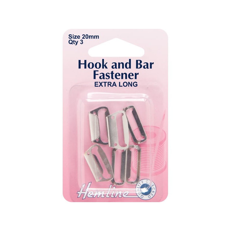 Hemline Hook and Bar Fastener Extra Long 20mm or 25mm Skirt