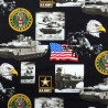 (REMNANT) 100% Cotton Fabric US Army America USA Tank Military 55cm x 110cm