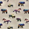 (REMNANT) Cotton Rich Linen Look Fabric Digital Animal Wilderness Upholstery 106cm x 140cm