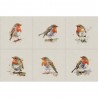 Cotton Rich Linen Look Fabric Digital Watercolour Robin Bird Animal Panel