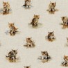 Cotton Rich Linen Look Fabric Digital Puddle Kittens Kitten Cat Cats 140cm Wide