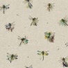 Cotton Rich Linen Look Fabric Digital Watercolour Dragonflies Insect 140cm Wide