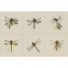 Cotton Rich Linen Look Fabric Digital Watercolour Dragonflies Insect Panel