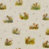 Cotton Rich Linen Look Fabric Digital Country Foxes Fox Wild Flowers 140cm Wide