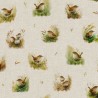 Cotton Rich Linen Look Fabric Digital Wren Bird Birds Animal 140cm Wide
