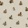 Cotton Rich Linen Look Fabric Digital Watercolour Ducks Duck Bird 140cm Wide