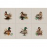 Cotton Rich Linen Look Fabric Digital Watercolour Ducks Duck Bird Panel