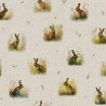 Cotton Rich Linen Look Fabric Digital Country Hares Hare Rabbit 140cm Wide