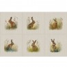 Cotton Rich Linen Look Fabric Digital Country Hares Hare Rabbit Panel