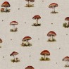 Cotton Rich Linen Look Fabric Digital Botanical Toadstools Mushroom 140cm Wide