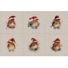 Cotton Rich Linen Look Fabric Digital Christmas Robins Santa Hat Bird Panel