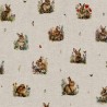 Cotton Rich Linen Look Fabric Digital Floral Bunnies Bunny Rabbit 140cm Wide
