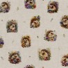 Cotton Rich Linen Look Fabric Digital Floral Hedgehog Wild Flower 140cm Wide