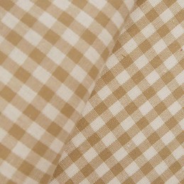 Beige 1/4" Mini Check Gingham Squares 140cm 100% Cotton Fabric