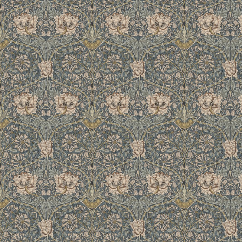 Cotton Panama Digital Fabric William Morris Honeysuckle Floral Upholstery