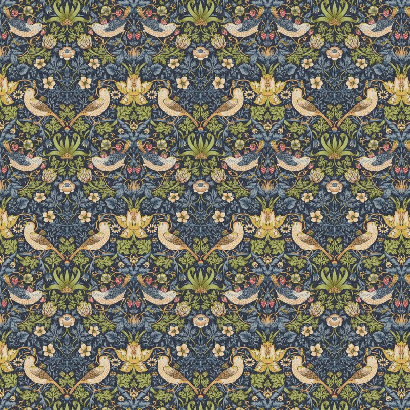 William Morris Strawberry Thief Cotton Panama Digital Fabric Floral Upholstery