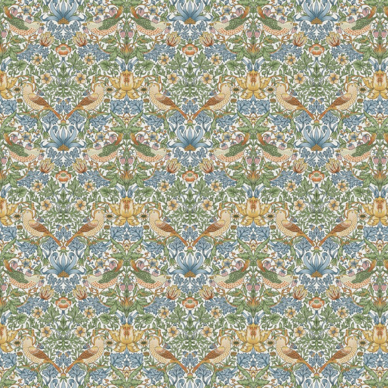 William Morris Strawberry Thief Cotton Panama Digital Fabric Floral Upholstery