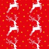 SALE Polycotton Fabric Christmas Leaping Reindeer Winter Starry Sky Stars Festive