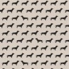Bow Wow Dachshund Dogs Silhouette Rows 100% Cotton Linen Look Upholstery Fabric