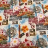 SALE Cotton Rich Linen Look Fabric Bengal Tiger Stamps Floral Upholstery Curtain Half Panama