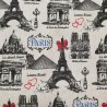 SALE 100% Cotton Canvas Fabric Paris Eiffel Tower France Vintage French Upholstery 140cm Wide