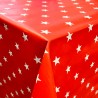 PVC Vinyl Tablecloth Fabric 25mm Red Stars Wipe Clean Easy 140cm Wide
