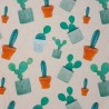 SALE Cotton Linen Look Fabric Cactus Potted Plant Prickly Desert Half Panama