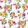 SALE Cotton Half Panama Digital Fabric Watercolour Floral Flower Cushion Upholstery