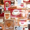 SALE PVC Tablecloth Coffee Beverage Latte Mocha Espresso Print Craft Fabric 140cm Wide