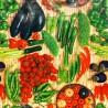 SALE PVC Tablecloth Harvest Vegetables Tomato Pepper Aubergine Print Craft Fabric 140cm Wide