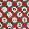 SALE Christmas Vinyl PVC Tablecloth Fabric Holly Framed Xmas Motifs Bow 140cm Wide