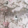 SALE PVC Tablecloth Tree Top Birds Flower Floral Scene Print Craft Fabric 140cm Wide