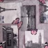 SALE PVC Tablecloth National Landmarks Eiffel Tower Big Ben Print Craft Fabric 140cm Wide