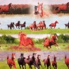 SALE PVC Tablecloth Wild Horses Galloping Stallions Herd Pony Craft Fabric 140cm Wide