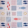 SALE PVC Tablecloth Fish Sealife Tiles Mosaic Effect Print Craft Fabric 140cm Wide