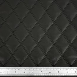 Leatherette Fabric Stitched Vinyl Diamond Trellis Faux Quilted Upholstery Black