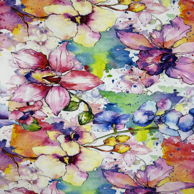 Viscose Jersey Fabric Trieste Watercolour Floral
