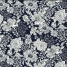 100% Cotton Poplin Fabric Rose & Hubble Flower Floral Monochrome Earls Drive