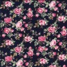 100% Cotton Poplin Fabric Rose & Hubble Flower Floral Roses Leaves Helsby Road