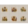 Cotton Rich Linen Look Fabric Yellow Labrador Retriever Dog Upholstery Panel