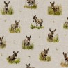 Cotton Rich Linen Look Fabric Donkey Flower Floral Field Upholstery