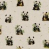 Cotton Rich Linen Look Fabric Digital Watercolour Baby Pandas Bears 140cm Wide