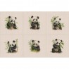 Cotton Rich Linen Look Fabric Digital Watercolour Baby Pandas Bears Panel
