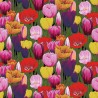 100% Cotton Fabric Nutex Tulip Flower Market Floral Good Lane Spring Summer