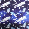 100% Cotton Fabric Little Johnny Whimsical Whales Space Moon Galaxy 150cm Wide