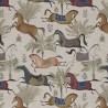 Cotton Rich Linen Look Fabric Digital Trojan Horses Equine Animals 140cm Wide